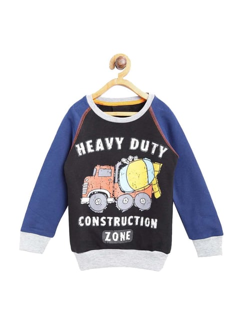 Buy Lazy Shark Kids Black Color Blocked Sweatshirt for Boys