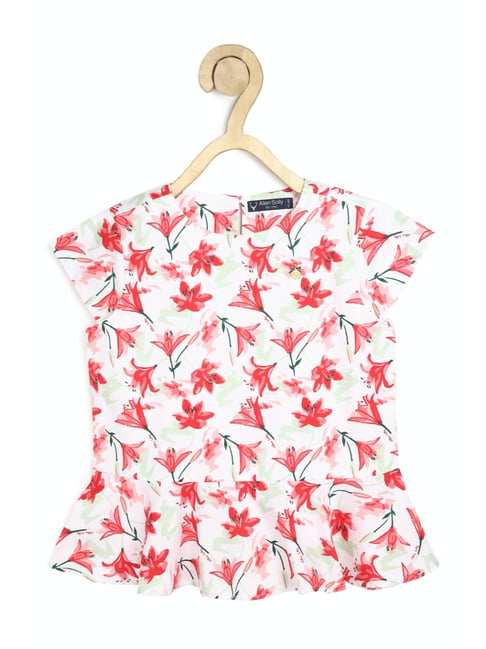 Allen Solly Junior White Floral Print  Top