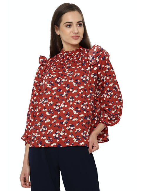 Solly by Allen Solly Maroon Floral Print Top