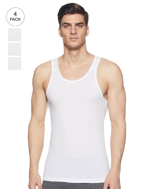 Buy ONN White Regular Fit Vest - Pack of 4 for Men Online @ Tata CLiQ