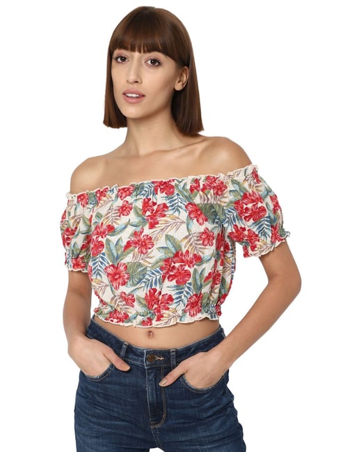 American eagle off best sale the shoulder floral to