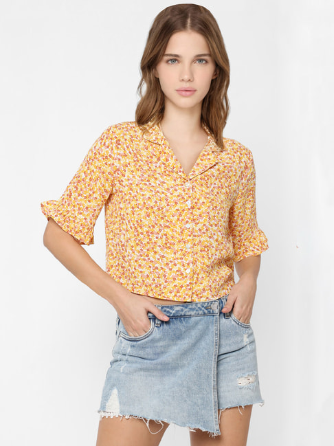 Only Yellow Printed Shirt Price in India