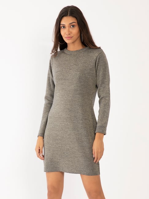 Zink London Grey Textured Dress Price in India