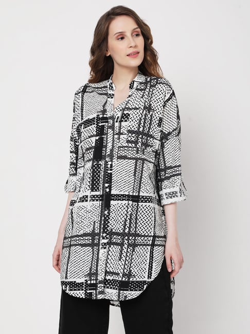 Vero Moda White & Black Printed Tunic