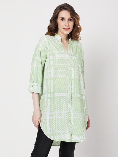 Vero Moda Green & White Printed Tunic