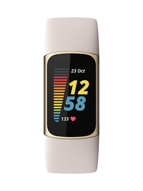 Fitbit Charge 5 Health and Fitness Tracker (Lunar White/Soft Gold Stainless Steel)