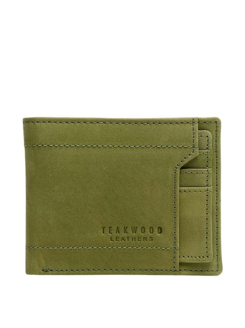 Teakwood Leathers Green Casual Leather Bi-Fold Wallet for Men