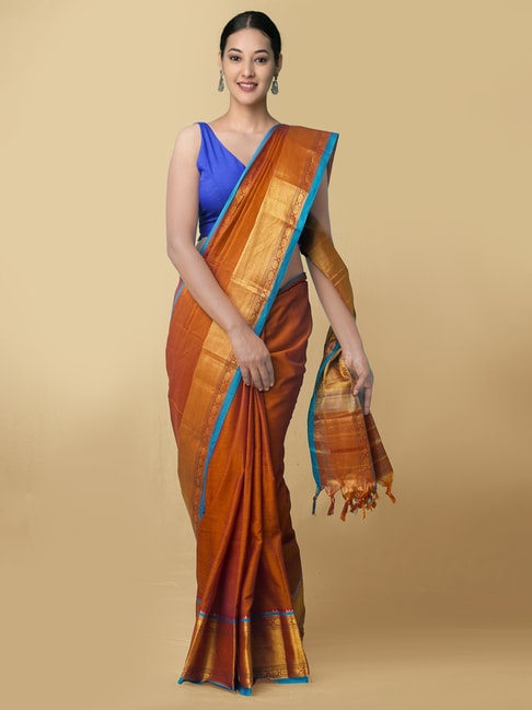 Unnati Silks Women's Pure Handloom Narayanpet Cotton Saree with Blouse Price in India