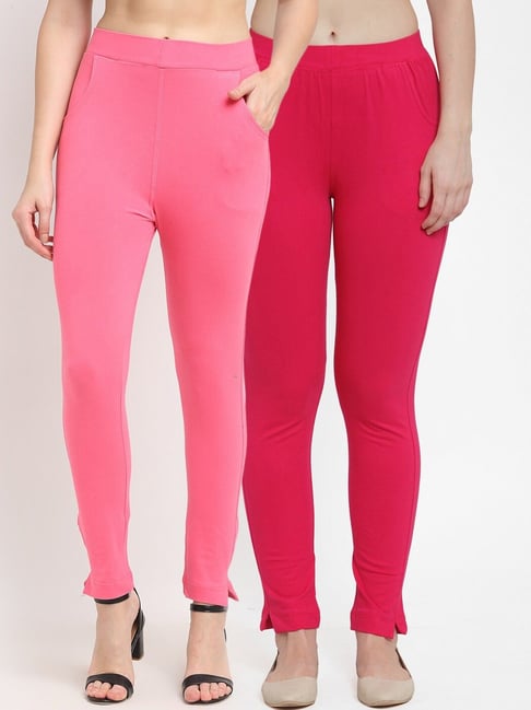 Buy Pink and Baby Pink Combo of 2 Women Regular Fit Solid Trousers Cotton  for Best Price, Reviews, Free Shipping