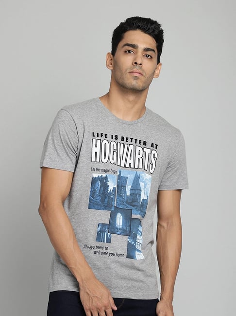 Buy Free Authority Grey Printed Cotton Harry Potter T-Shirt for