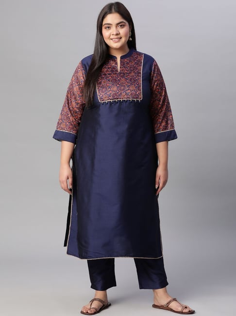Navy Blue kurti for women cotton Fabric kurti short kurtis Three Quarter  Sleeves Trendy Fashionable Kurta
