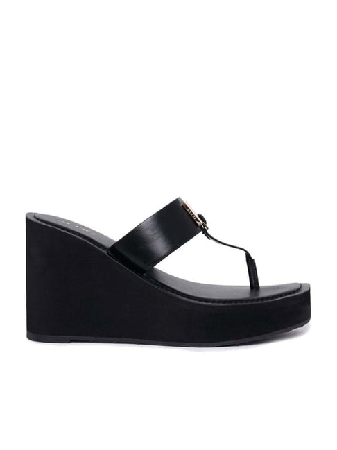 Aldo Women's Black T-Strap Wedges