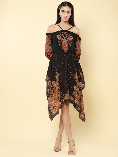 Label Ritu Kumar Black Printed Dress