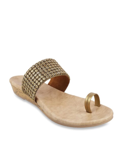 Metro Women's Antique Gold Toe Ring Wedges Price in India