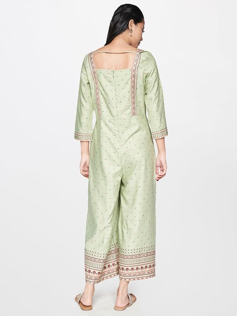 Buy Global Desi Sage Green Floral Print Jumpsuit for Women Online