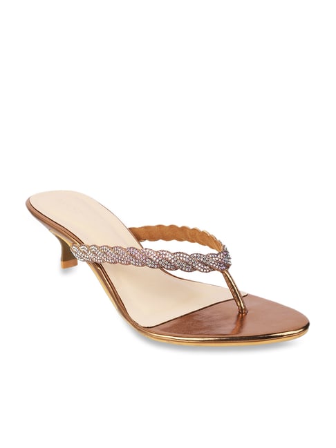 Buy Mochi Women's Antique Gold Thong Sandals for Women at Best