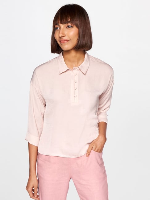 AND Light Pink Loose Fit Top Price in India