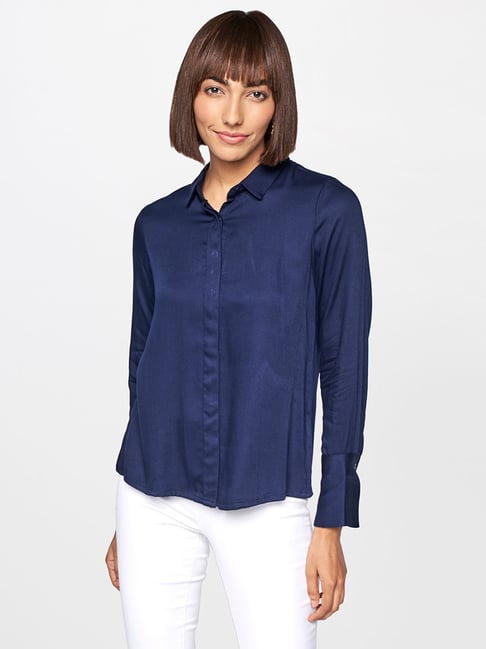 AND Navy Straight Fit Shirt Price in India