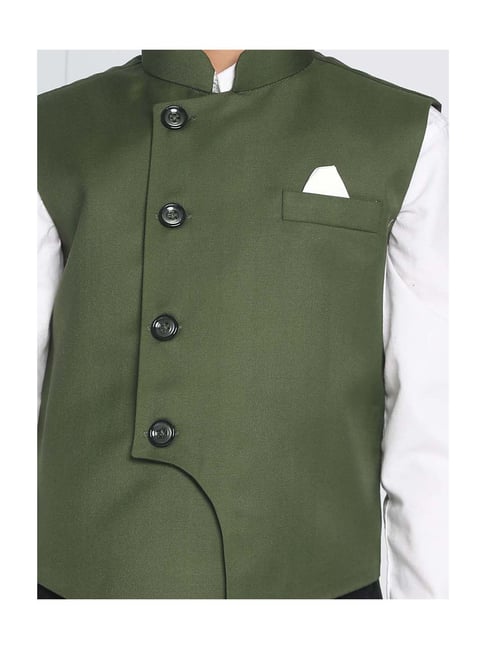 Buy VASTRAMAY Kids Dark Green Nehru 
