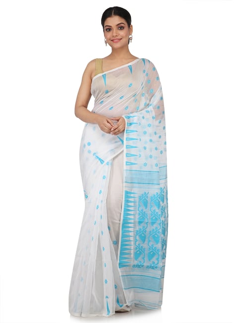 Pinkloom White Woven Jamdani Saree-picture-20