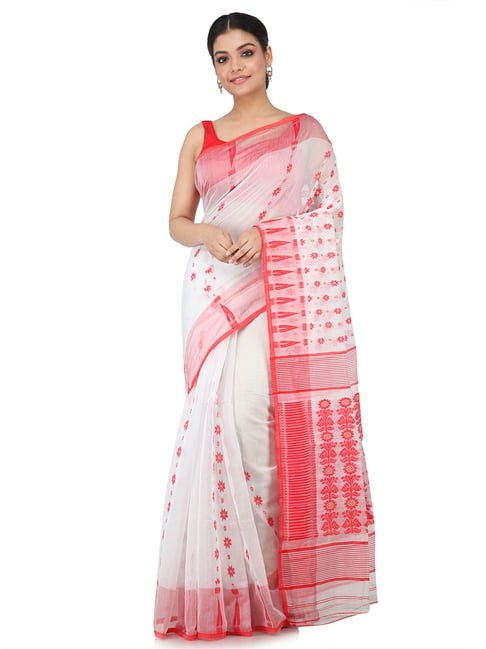 Pinkloom White Woven Jamdani Saree-picture-38