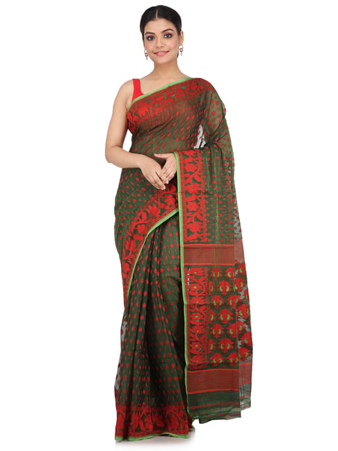 Pinkloom Green Woven Jamdani Saree-picture-36