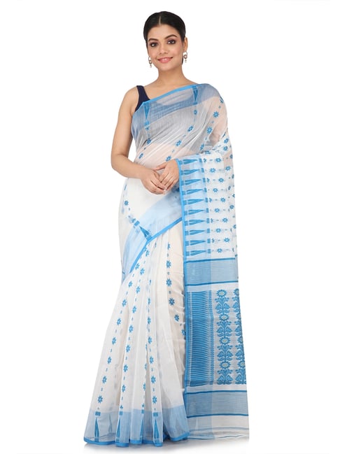 Pinkloom White Woven Jamdani Saree-picture-23