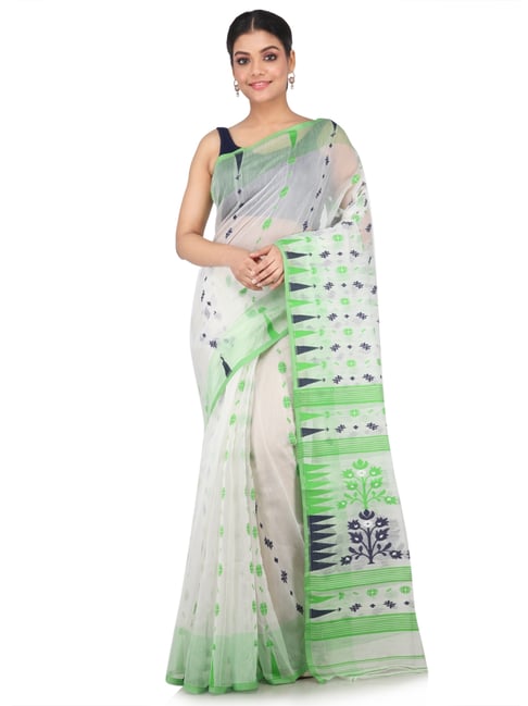Pinkloom White Woven Jamdani Saree-picture-24
