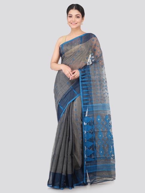 Pinkloom Grey Woven Jamdani Saree-picture-39