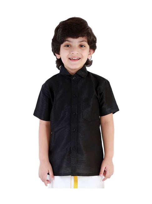 VASTRAMAY Kids Black Ethnic Shirt