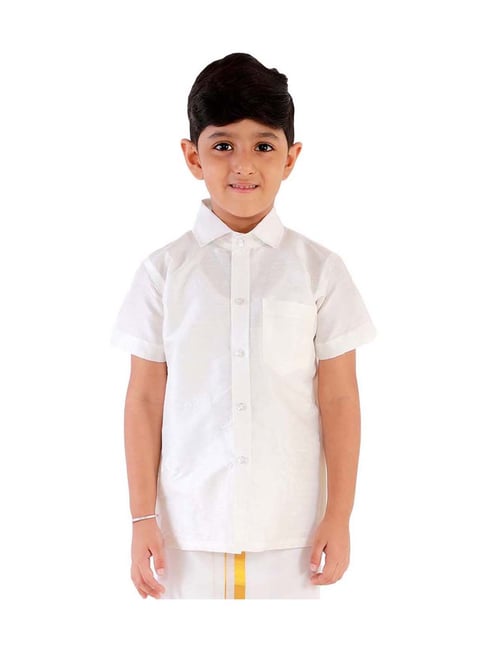 VASTRAMAY Kids White Ethnic Shirt