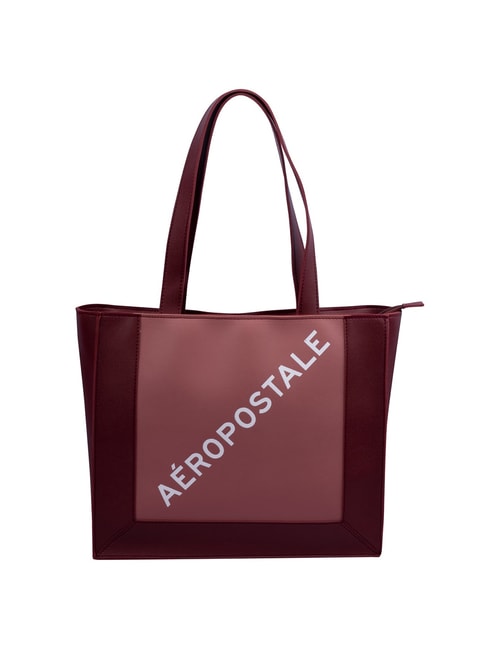 Aeropostale Pink & Maroon Color Block Medium Tote Handbag Price in India