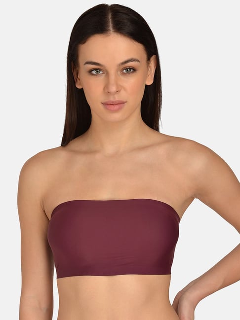 Buy Mod & Shy Solid Nonwired Non Padded Bandeau Bra - Maroon online