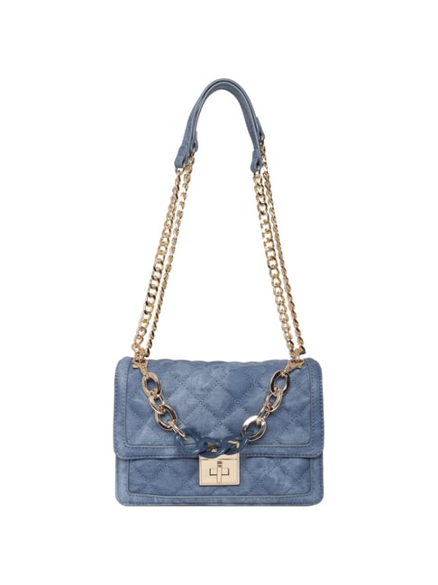 Aldo Halide Blue Quilted Medium Cross Body Bag