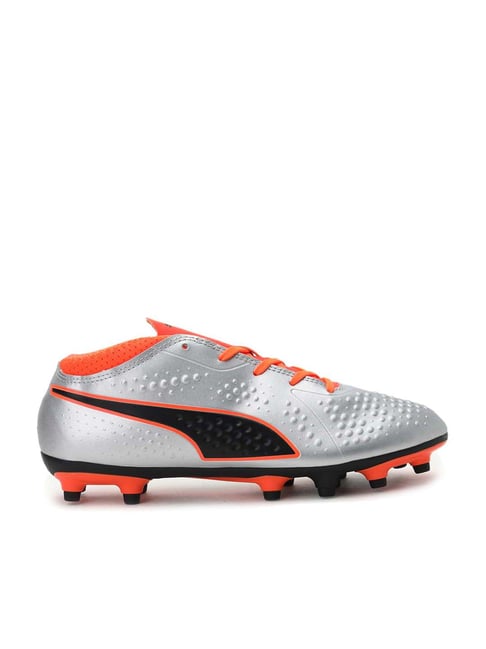 Puma Kids ONE 4 Syn FG Jr Silver & Orange Football Shoes