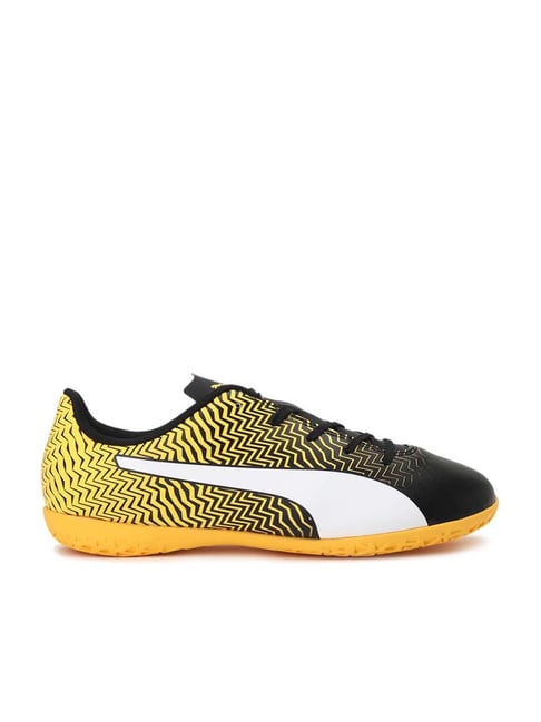 Puma Kids Rapido II IT Jr Black & Yellow Football Shoes