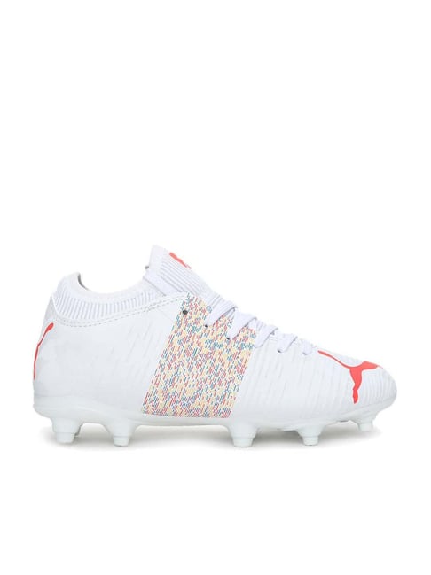 Puma Kids FUTURE Z 4.1 FG Jr White & Red Blast Football Shoes