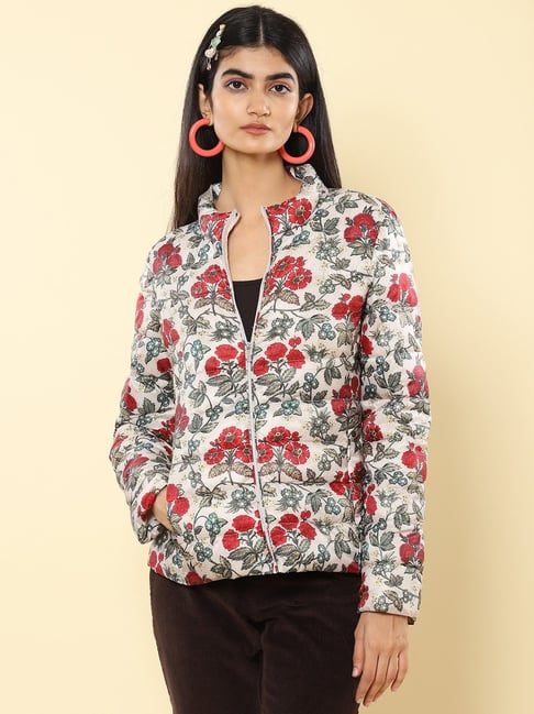 Multi-Colour Floral Print Bundi Jacket – Curato