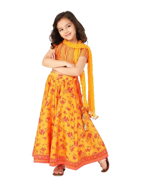 Buy Fabindia Kids Pink & Yellow Printed Choli with Lehenga for Girls  Clothing Online @ Tata CLiQ