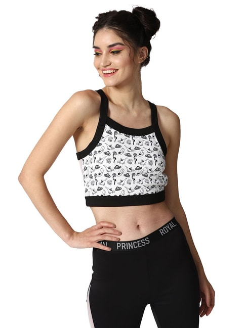 Forever 21 White & Black Non Wired Non Padded Bralette Price in India
