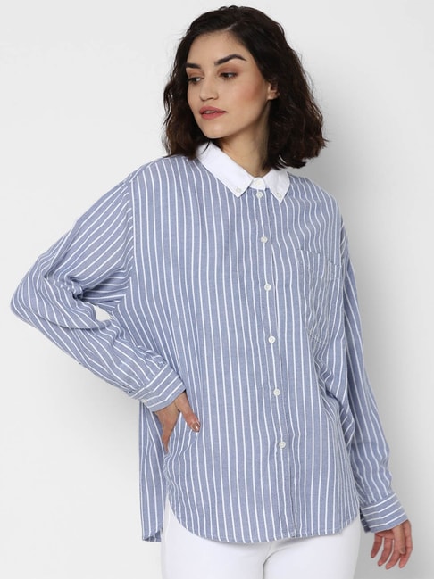 American Eagle Outfitters Blue Striped Shirt Price in India