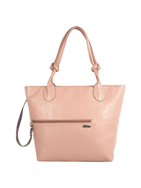 Baggit Meeko Pink Solid Medium Tote Handbag Price in India