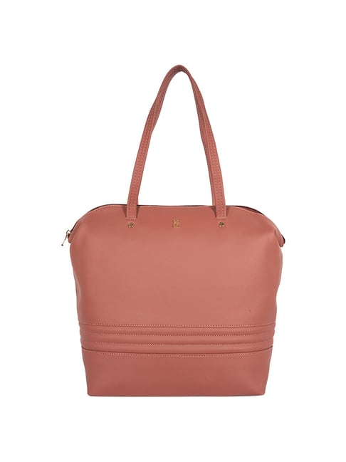 Baggit Crimp Tan Solid Medium Tote Handbag Price in India