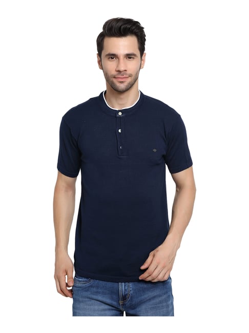 Buy Cantabil Blue Henley T-Shirt for 