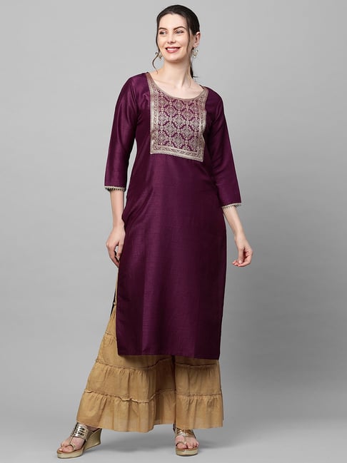 Indo Era Purple Straight Kurta Price in India