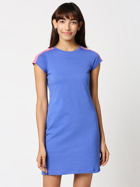 Bewakoof Blue Regular Fit Dress Price in India