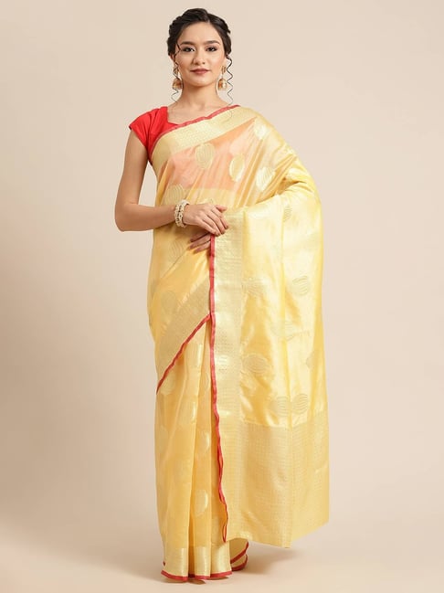 Banarasi Silk Works Peach Woven Saree with Blouse-picture-35