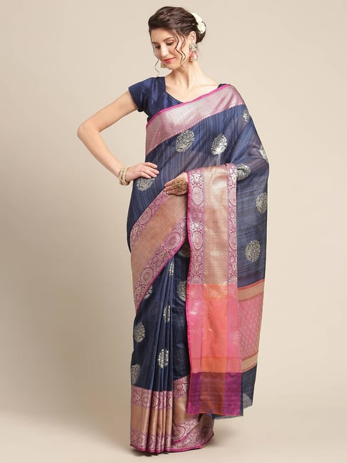 Banarasi Silk Works Cheeku Woven Saree with Blouse Price in India