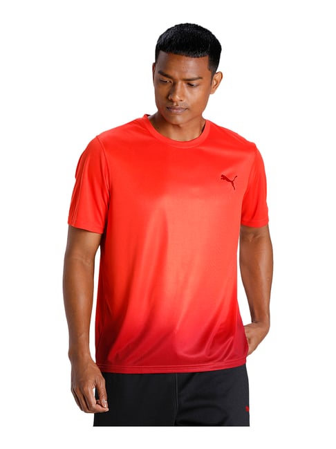 Puma Fade Printed Orange Round Neck T-Shirt