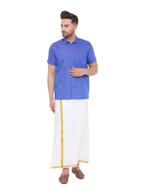 white shirt and mundu